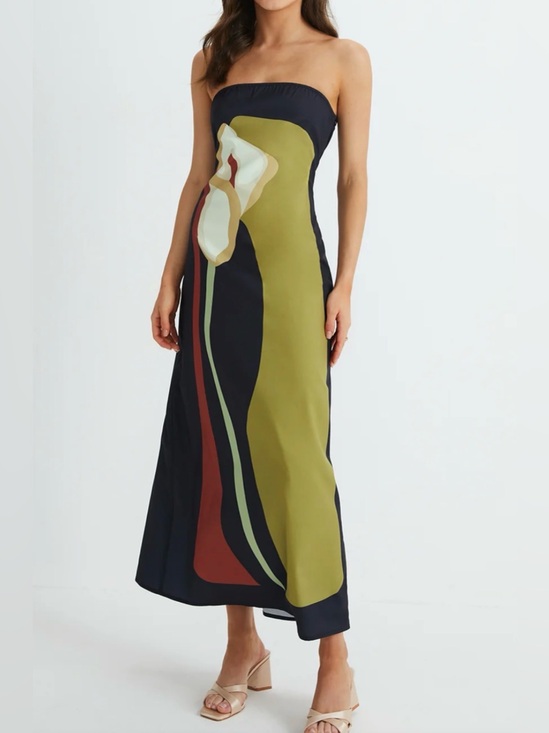Commense Dresses & Skirts - Commense Floral Print Split Tube Long Dress -XS
